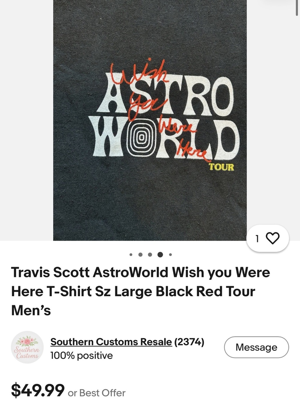 Astroworld 'Wish You Were Here' Graphic Tee - Black with Red & White Print